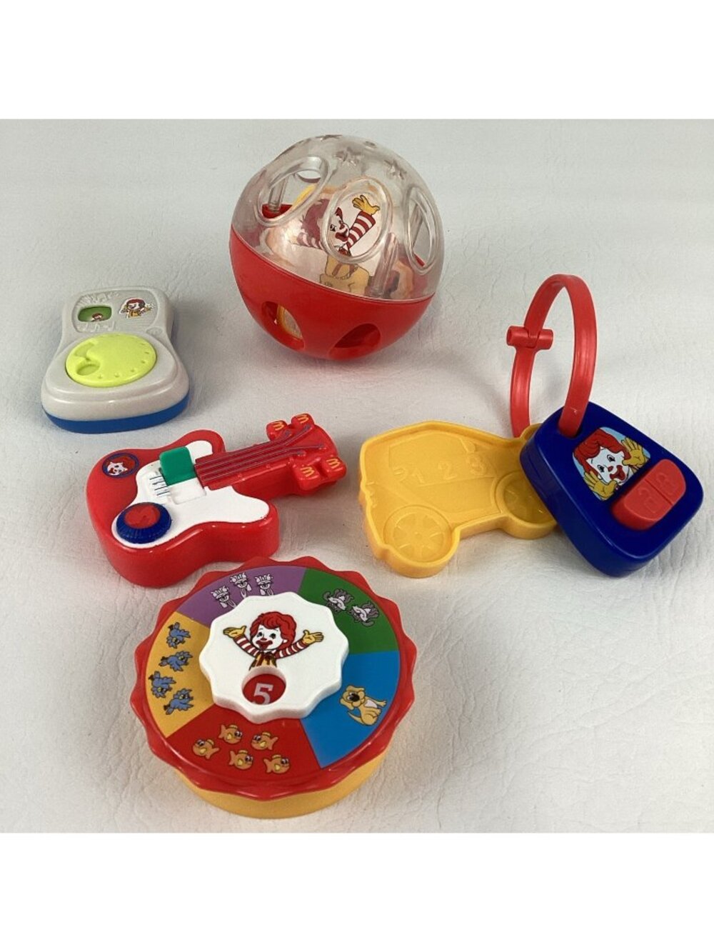 McDonald's Toddler Toy Bundle Lot Baby Ronald McDonald Guitar Gripper Ball Keys